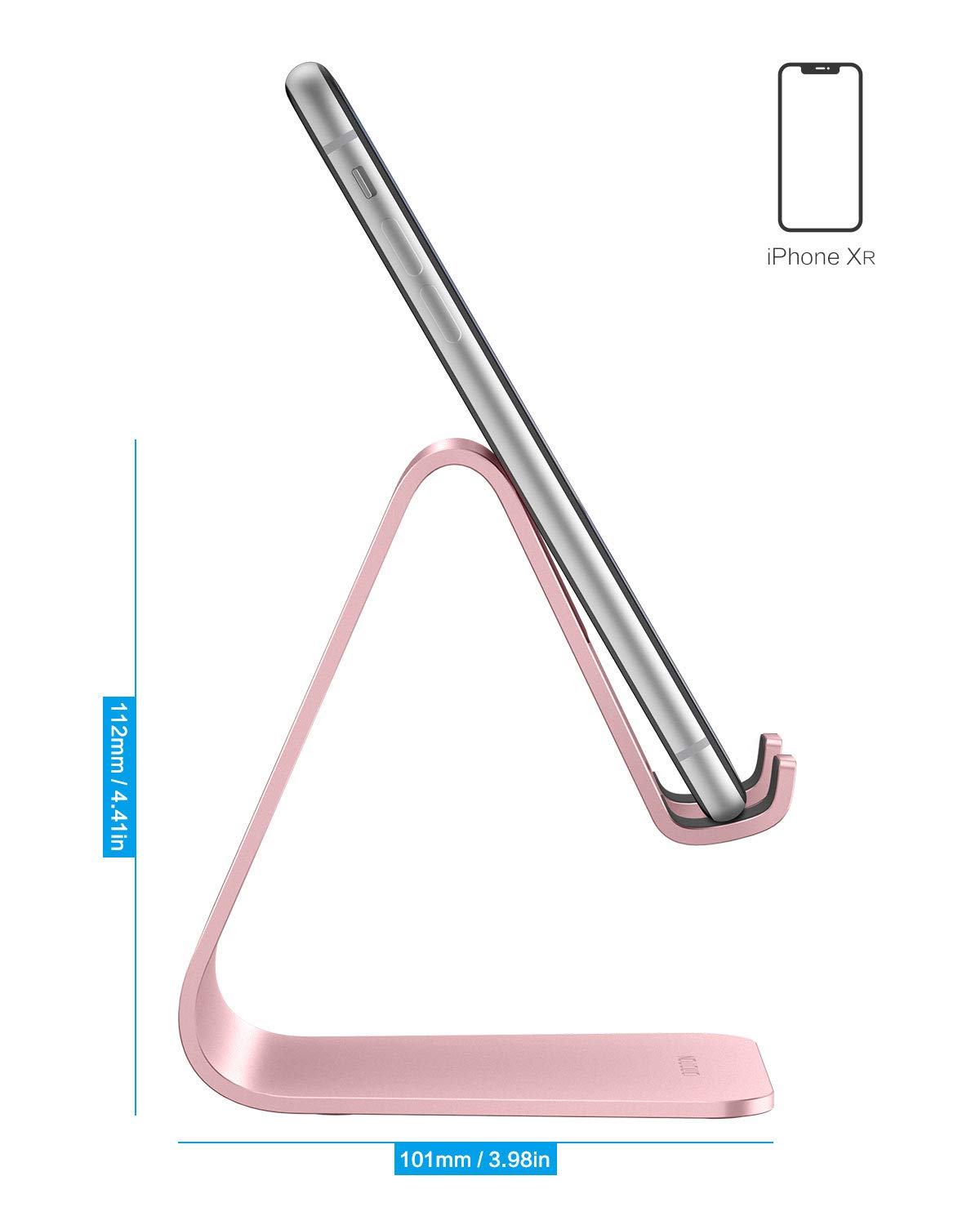 OMOTON Upgraded Aluminum Cell Phone Stand for Desk, C1 Durable Cellphone Dock with Protective Pads, Smart Stand Designed for iPhone17, 16/15/14/13 Pro Max Air, iPad mini, Android Phones,Rose Gold