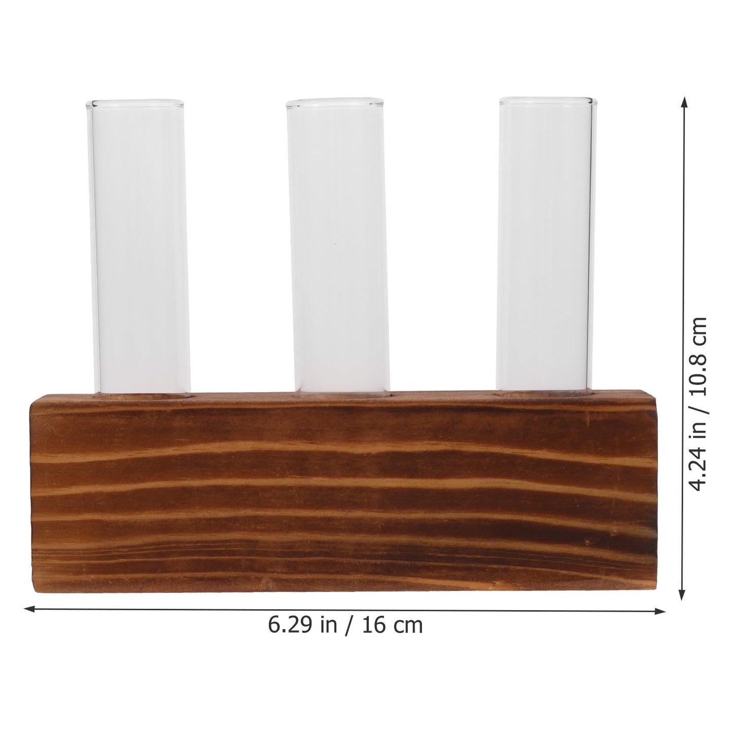 Unomor Glass Plant Propagation Station with 3-Hole Charcoal Wood Base and Test Tubes, Glass Vase for Indoor Hydroponic Plants and Desktop Terrarium Decoration