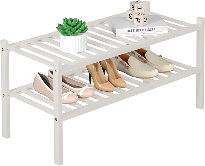 ROMGUAR CRAFT 2 Tier Bamboo Shoe Rack