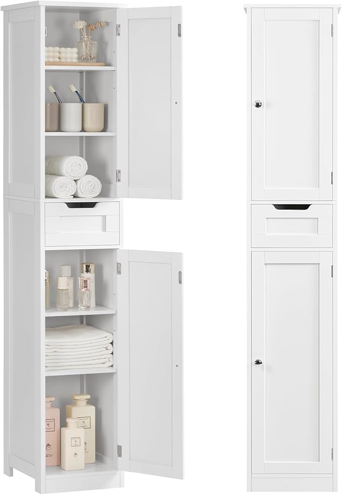 Iwell Tall Bathroom Cabinet, Slim Narrow Bathroom Storage Cabinet