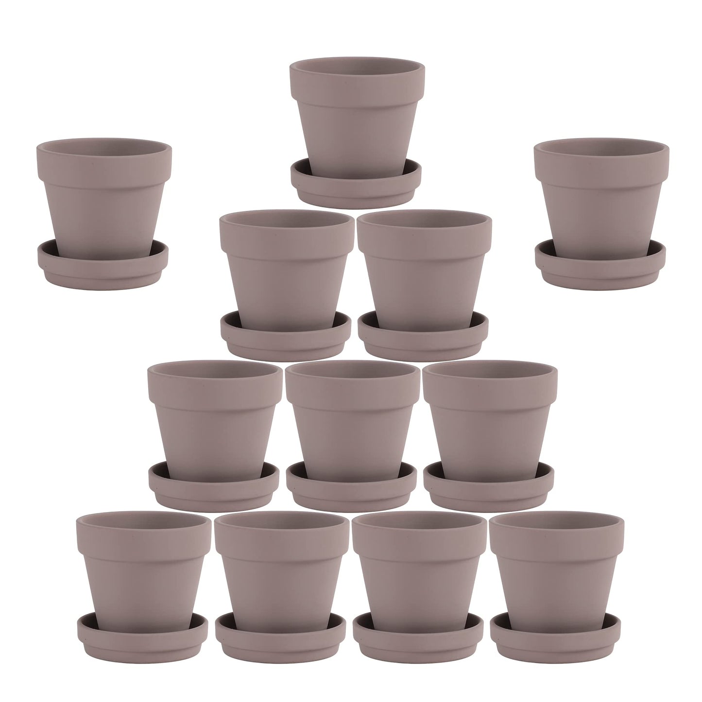 Yishang 12-Pack Grey Terra Cotta Pots with Saucer, 3-Inch, Great for Indoor Plants, Crafts, Wedding Favors