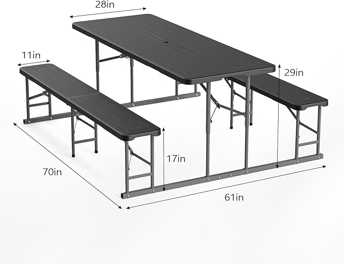 VINGLI Folding Picnic Table and Bench Set