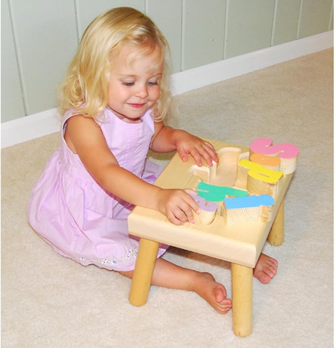 Damhorst Toys Personalized Wooden Child's Name Puzzle Stool Pastel Colors