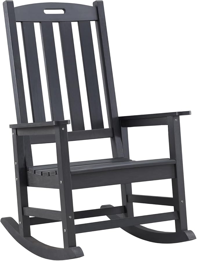 Psilvam Oversized Outdoor Rocking Chair, HDPE Porch Rocker Chairs