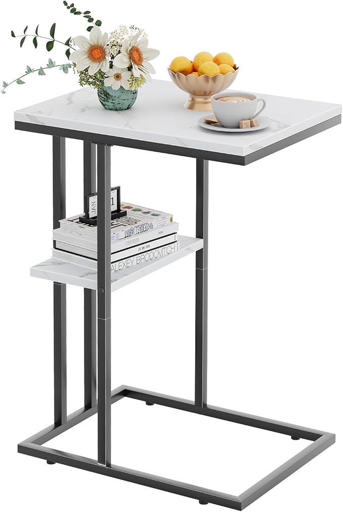 C Shaped End Side Table, Couch Sofa Table