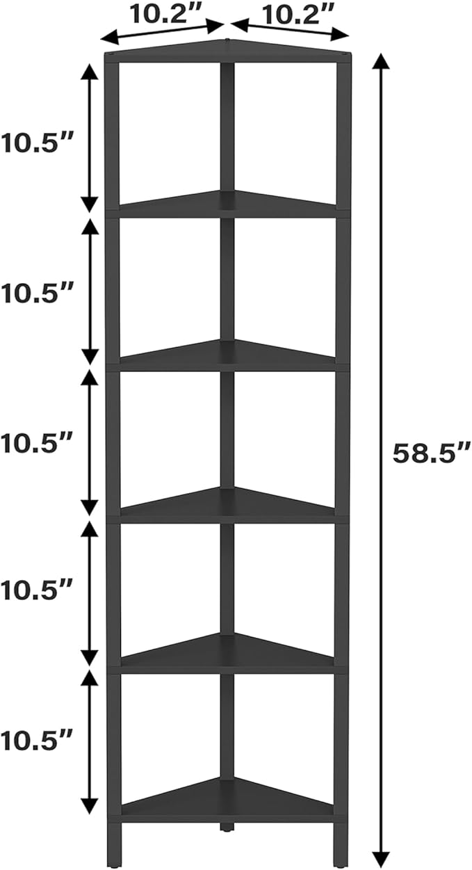 TUTOTAK Corner Shelf, 6-Tier Corner Bookshelf