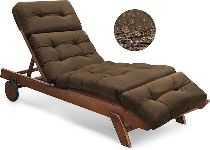Waterproof Outdoor Chaise Lounge Chair Cushion 74.4 x 22 x 4.7 Inches Memory