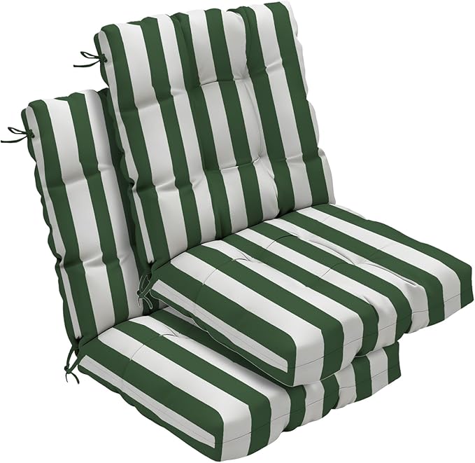 Outdoor Chair Cushions Set of 2, High Back Soft Seat Pad, Indoor Outside Use