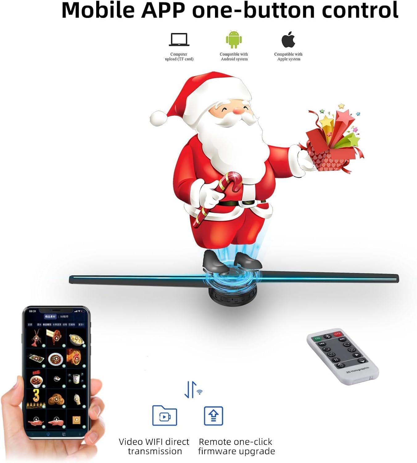 3DhologramFan,16.5in 3DhologramFan Holographic Projector Supports Wifi Connection 234 HD LED Portable Design 42CM 3d Led Fan Display Contains 1500 Videos for Store, Bar, Events, Trade Shows, Parties
