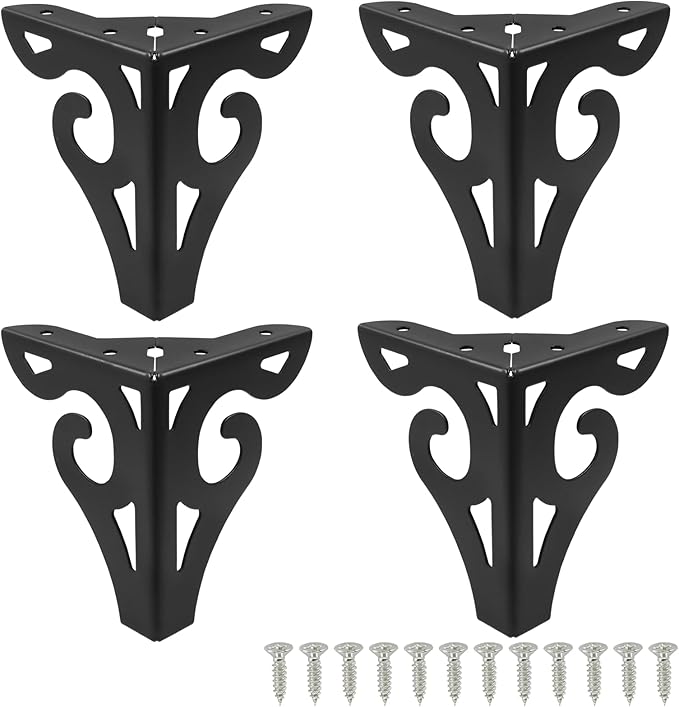 Piutouyar 5 Inch Hollow Out Furniture Legs Set of 4, Modern Triangle Couch Feet