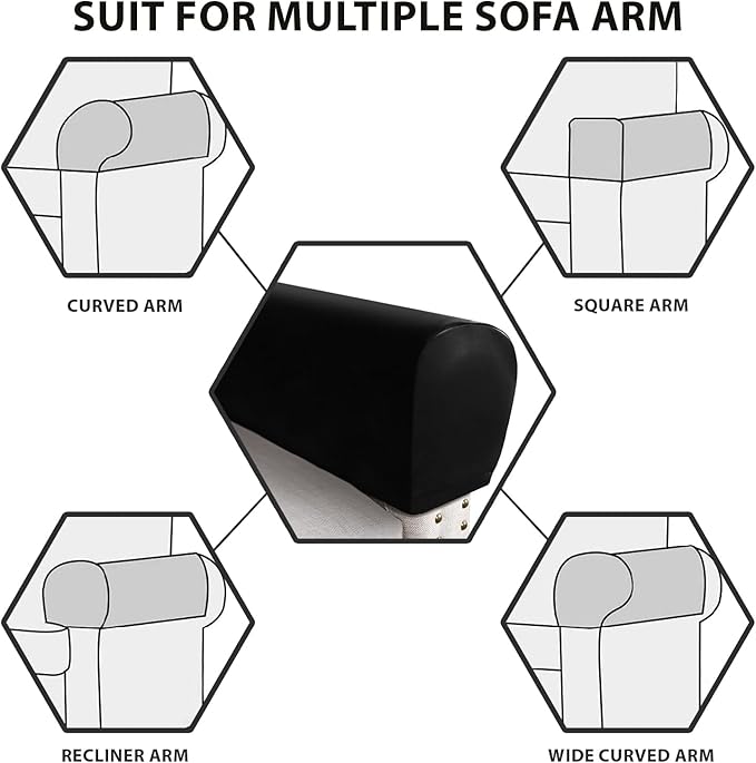 PU Leather Armrest Covers for Sofa Couch Arm Slipcover Set of 2 Stretch