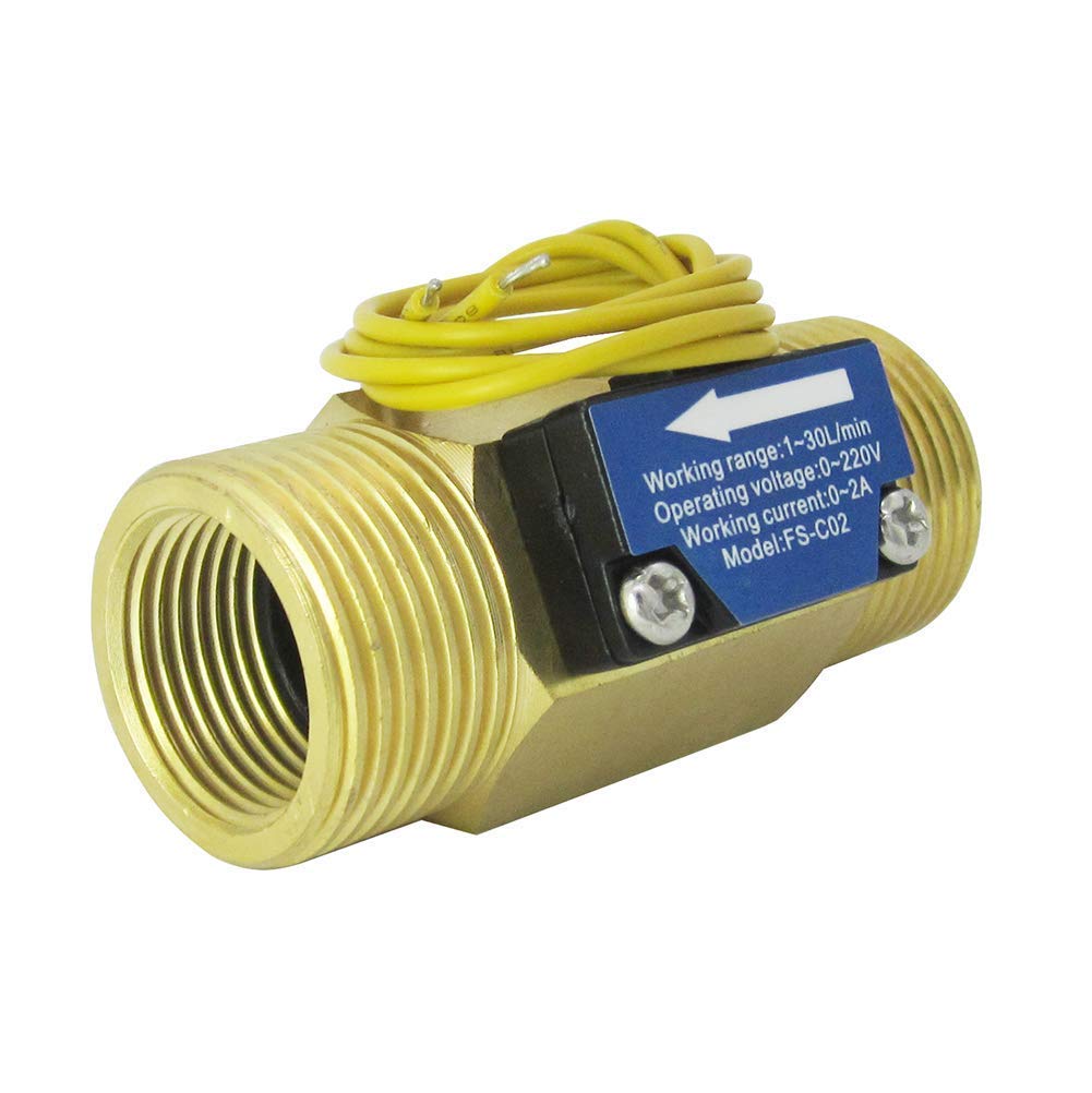 DIGITEN FS-C02 G3/4" BSP Male Thread Brass Water Flow Switch 1-30L/min, 0-2A/ 0-220V(AC or DC)