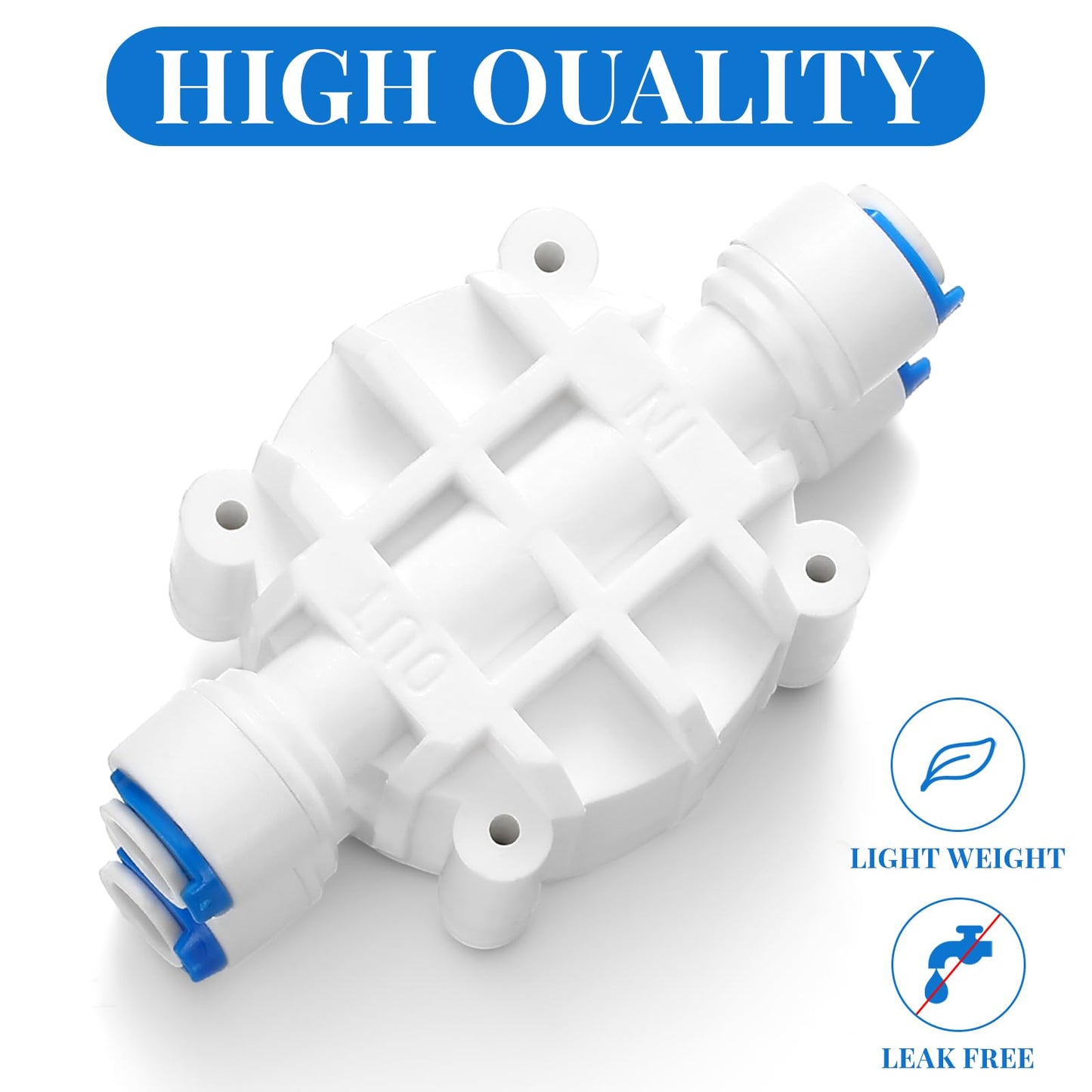 Colingmill 2 Pack 1/4 Inch Tube Automatic Shut off Valve, with Quick Connect Fittings, for Ro Reverse Osmosis Water Filter System, White