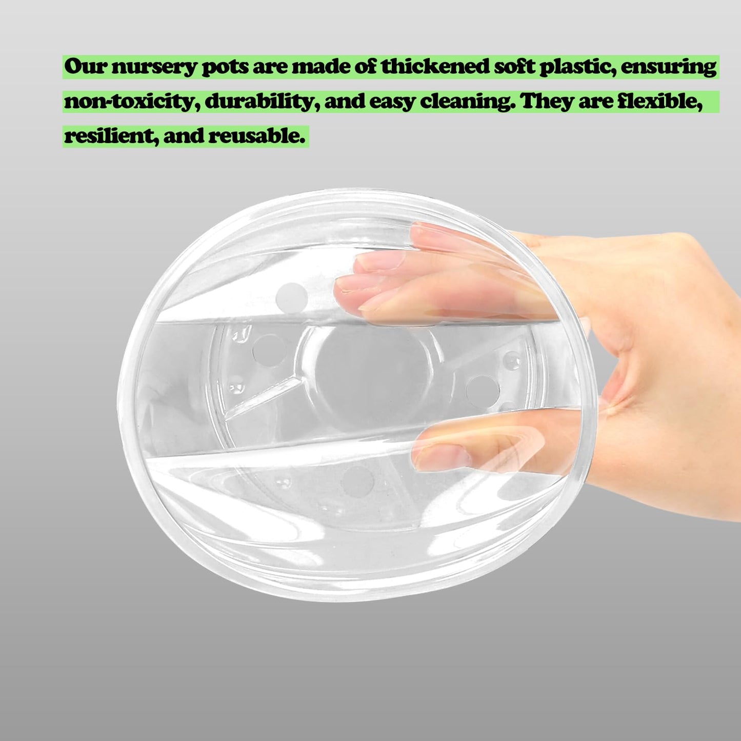 OUPSAUI 20 Pack 7 Inch Clear Nursery Pots for Plants, Clear Plant Pots with Drainage Holes, Flexible Plastic Nursery Pots Variety Pack, Seedling Planter Seed Starter Pots(7 INCH)