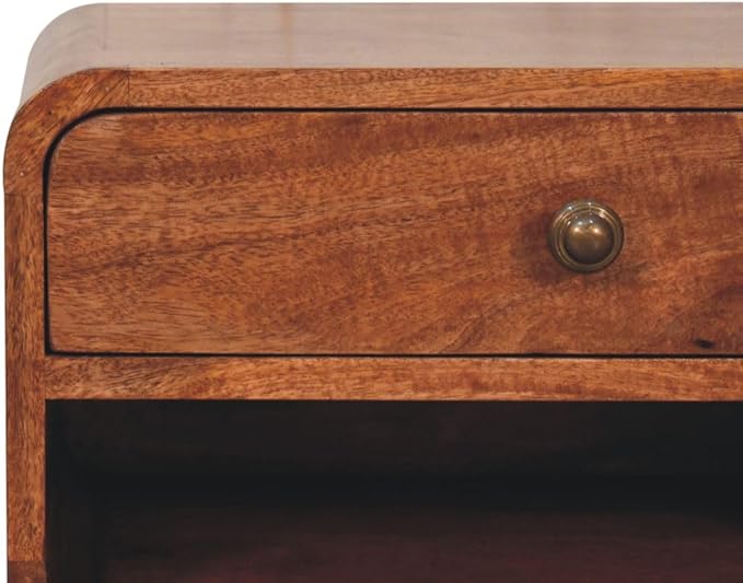 Furniture Solid Wood Curved Honey Caramel Wall Mounted Bedside