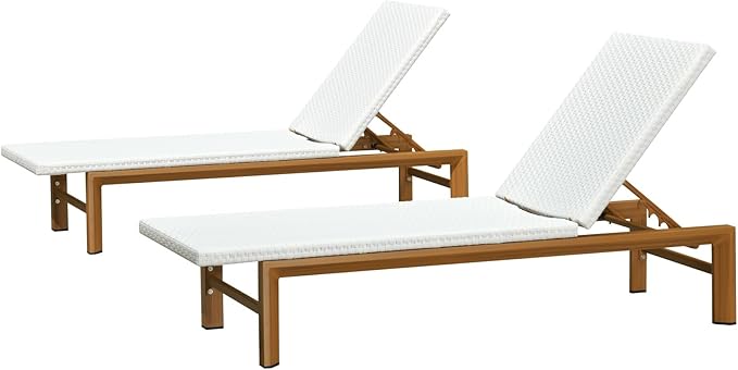 PURPLE LEAF Extra Wide Patio Chaise Lounge Set of 2 Outdoor Lounger French PE