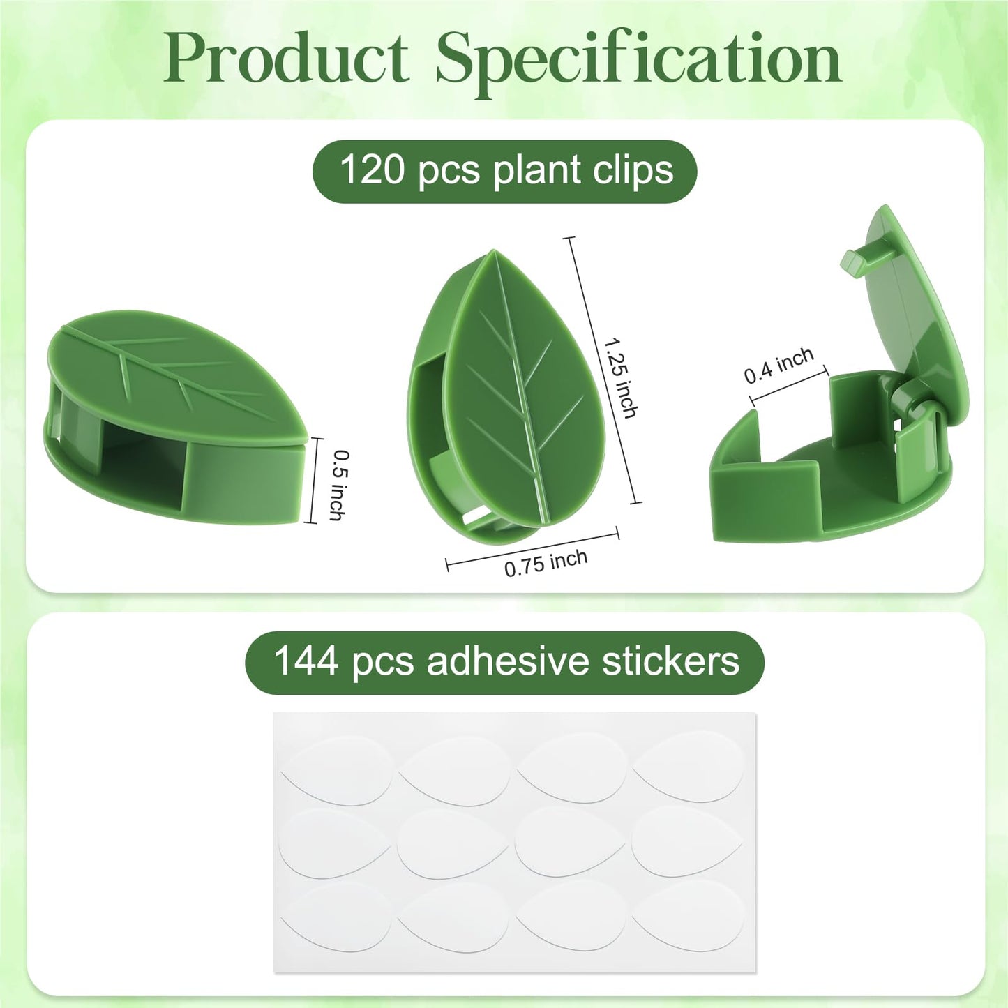 Pwfkgo 120 Pcs Plant Wall Clips, Plant Climbing Wall Fixture Clips, Wall Vines Fixing Clips with 144 Adhesive Stickers, Self-Adhesive Plant Fixer for Vine Support and Indoor Outdoor Decoration