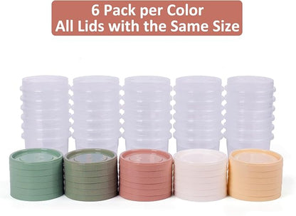 Screw Top Containers for Food 16 Oz, 30 Pack, 2 Cup Storage Containers with Lid, Reusable Twist Top Containers Twist Lock Stackable Round Twist Cap Plastic Freezer Container for Soup, 5-Color