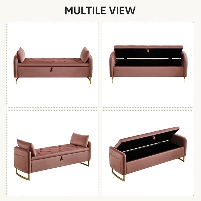 65" End of Bed Storage Bench, Modern Storage Benches