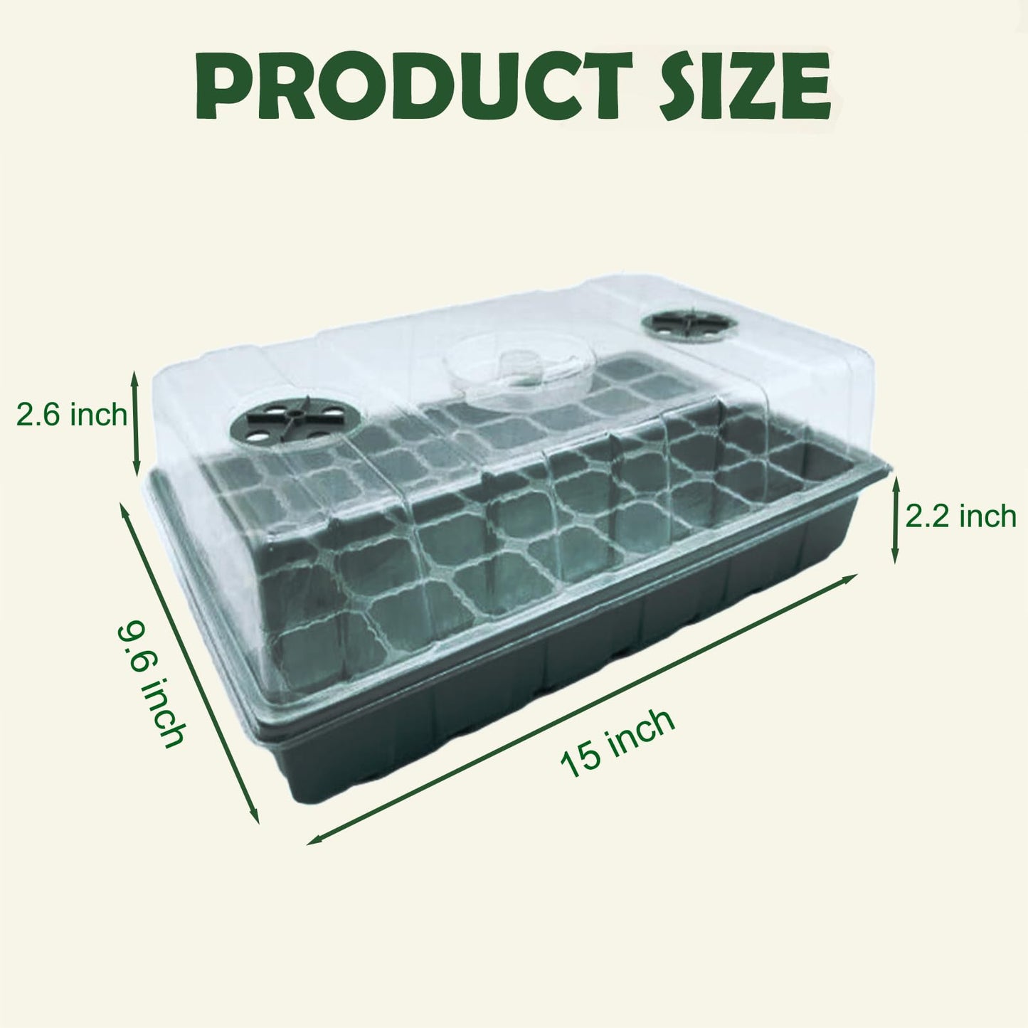 NICOLEKAY Seedling Trays Seed Starter Tray, 5-Pack Mini Propagator Plant Grow Kit Greenhouse with Humidity Vented Domes and Base for Seeds' Starting (40 Cells Per Tray, Total 200 Cells), Black