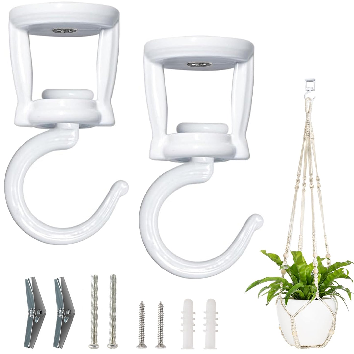 Mkono Macrame Plant Hangers Indoor Different Size and Ceiling Hooks Hanging Planter