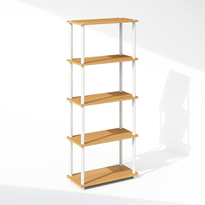 Furinno Turn-N-Tube Book Shelf, 5-Tier Bookshelf, Bookcase