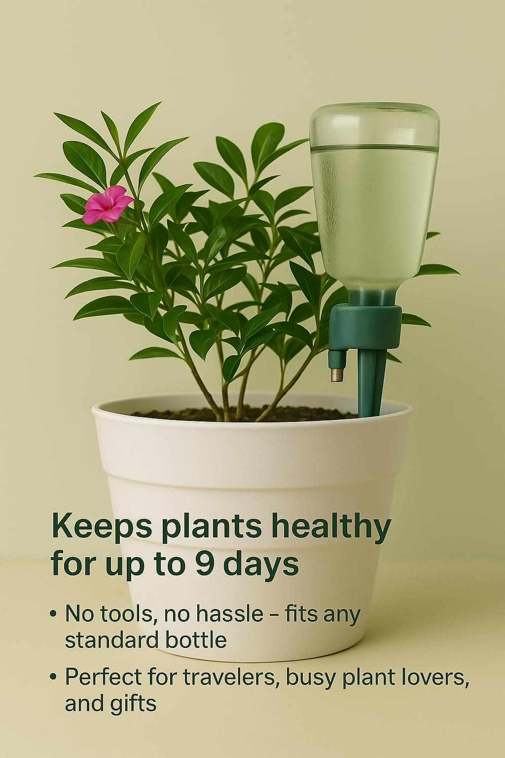 Premium Engineered, No-Leak, Adaptable Green Plant Watering Globes, 5 Pack Plant Stakes, Self Watering Spikes, Self Watering Planter Insert, Watering Bulbs for Indoor Plants, Vacation Plant Waterer