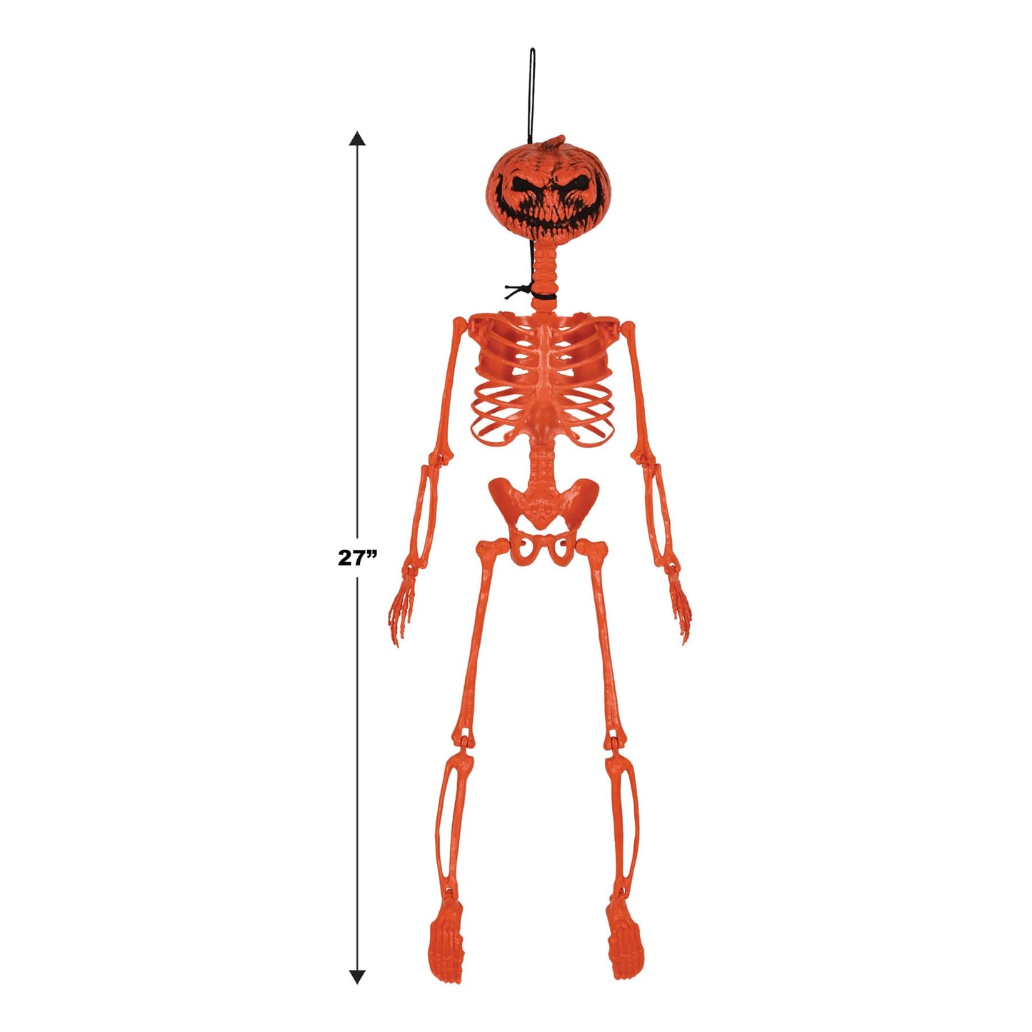 Beistle 27" Plastic Hanging Pumpkin Face Skeleton For Halloween Party Decorations, Celebrating With You Since 1900