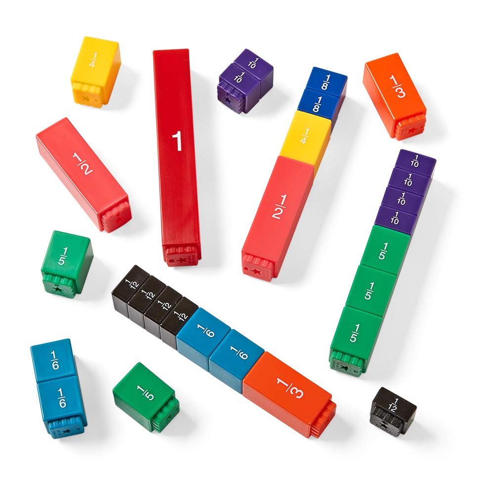 hand2mind Rainbow Fraction Tower Cubes, Fraction Equivalency, Montessori Math Blocks Materials for Kids, Math Manipulatives 4th Grade, Elementary Teacher Must Haves (Set of 51)