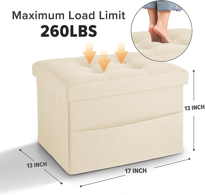 LINMAGCO Storage Ottoman Folding Foot Stool Foot Rest
