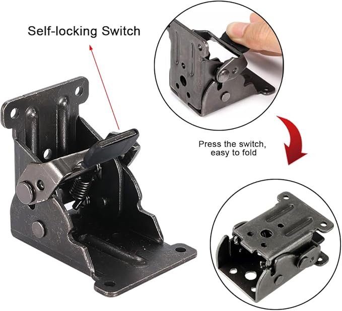 8 Pack Folding Brackets for Table Bed Leg Feet, Self-Lock Hinge Hardware