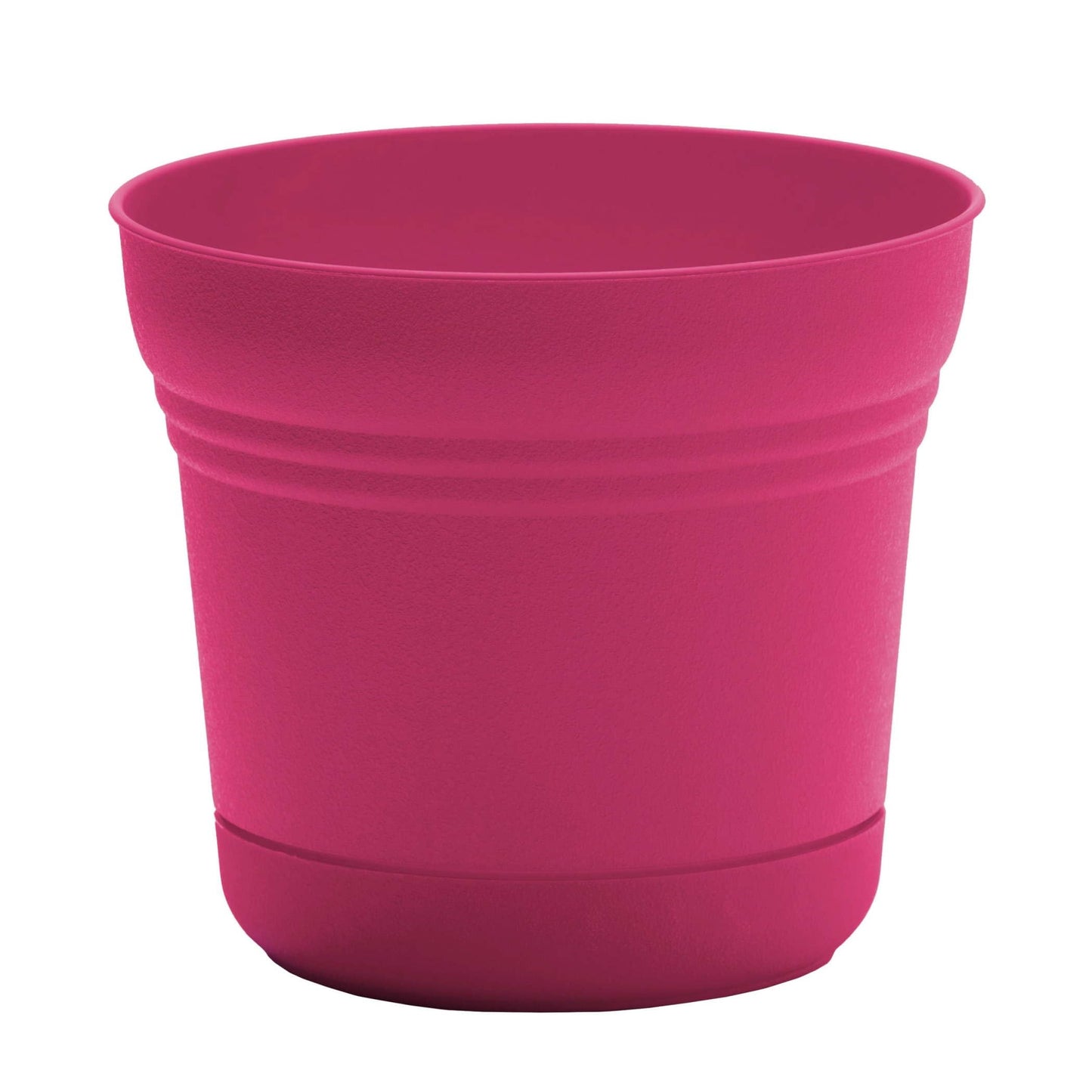 Bloem Saturn 5" Round Plastic Planter - Indoor/Outdoor, Snap-in Saucer & Drainage Holes, Fuchsia, 4-Pack