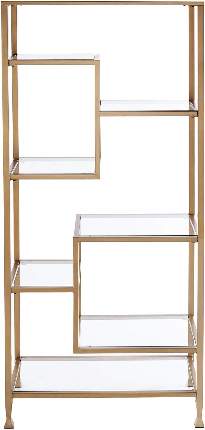 SEI Furniture Jaymes Metal/Glass Asymmetrical Étagère/Bookcase