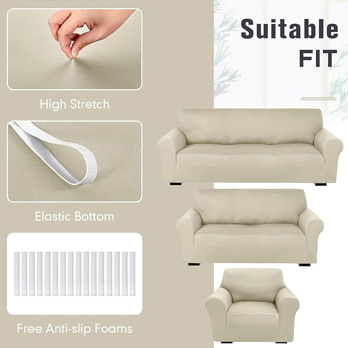 Peryiter 3 Pcs Couch and Loveseat Covers Set Sofa Cover