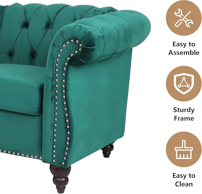 Mid-Century Sofa Chair, Velvet Accent Chair