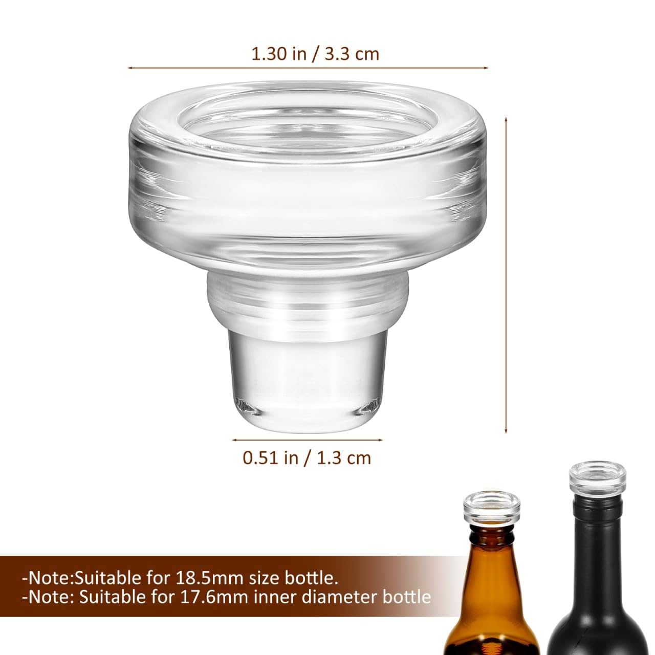 10pcs Glass Wine Bottle Stoppers, T-Shape Crystal Wine Saver Clear Bottle Plugs for Beverage Liquor Decanter, Reusable Decorative Cork Replacement for Oil Vinegar Dispenser, DIY Wedding Favors