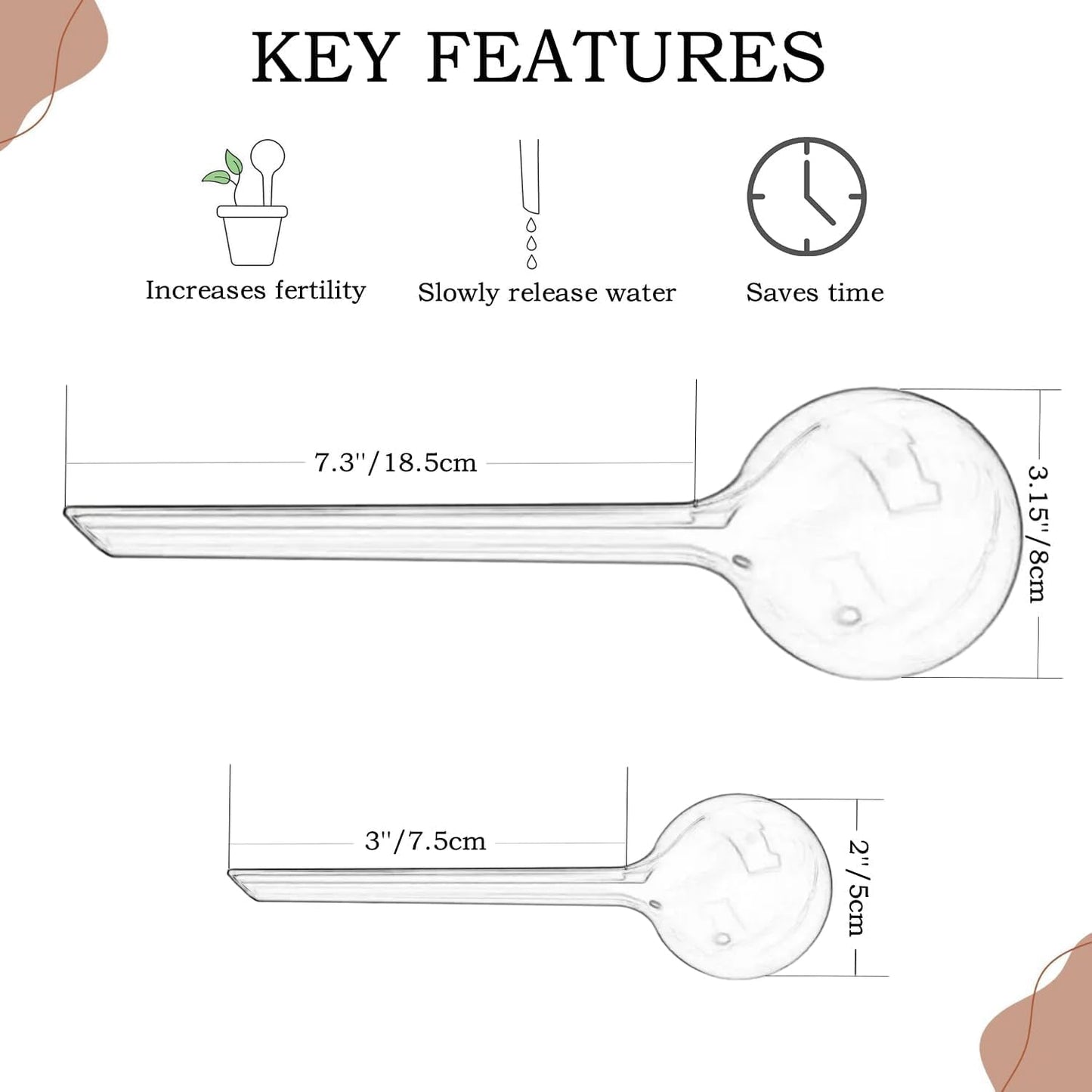Dorphy Self Watering Globes for Plants - Automatic Watering Bulbs for Indoor & Outdoor Potted Plants, Vacation Plant Care, Water Conservation Device