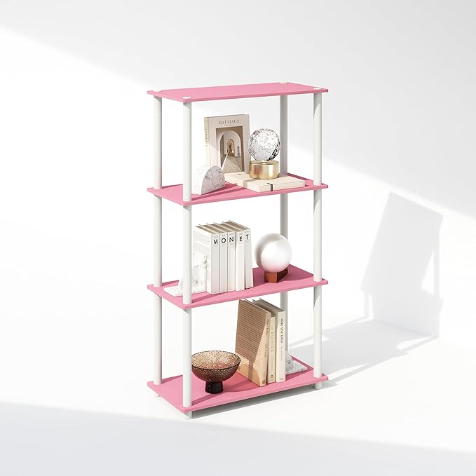 Furinno Turn-N-Tube Book Shelf, 4-Tier Bookshelf, Bookcase