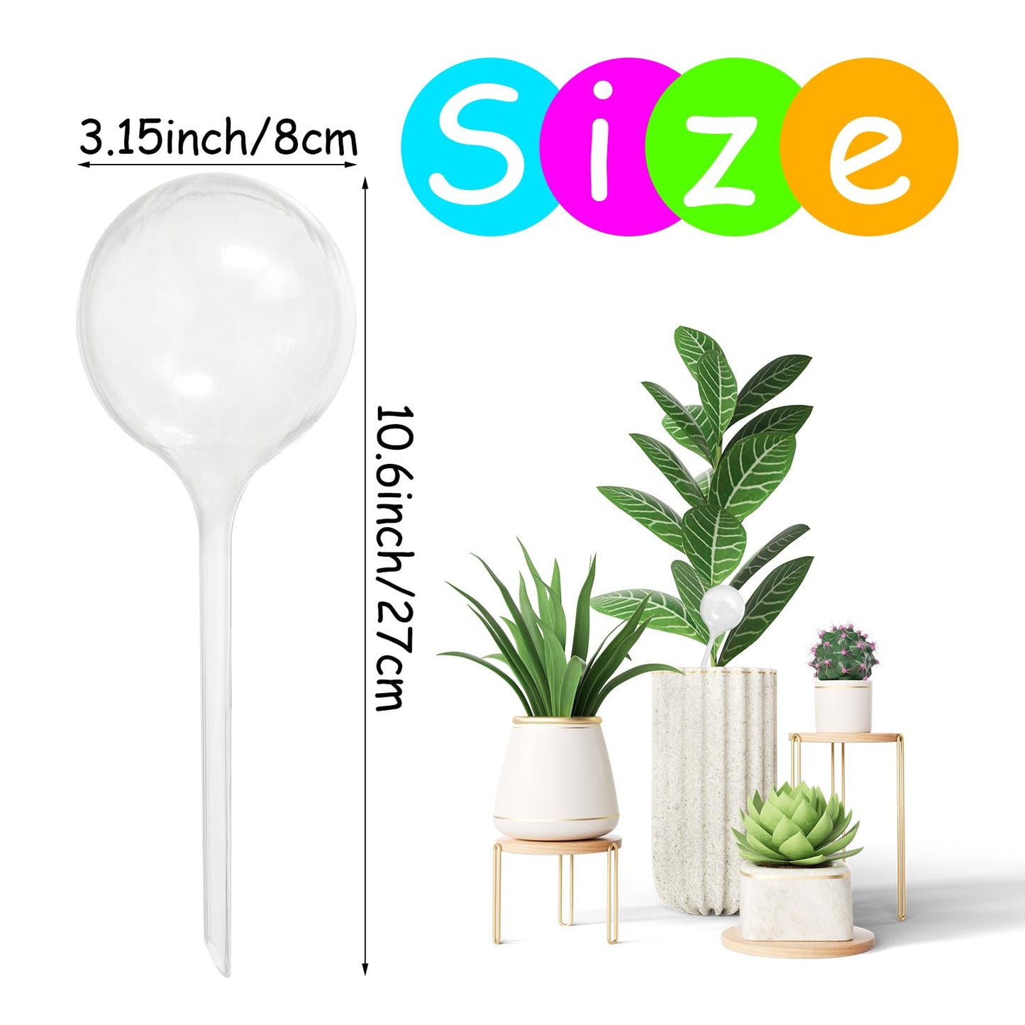 Jgalnim 10 PCS Large Clear Plastic Watering Globes,Plant Self-Watering Bulbs,Flower Automatic Water Device,Garden Waterer for Plant Indoor Outdoor Plants Flowers