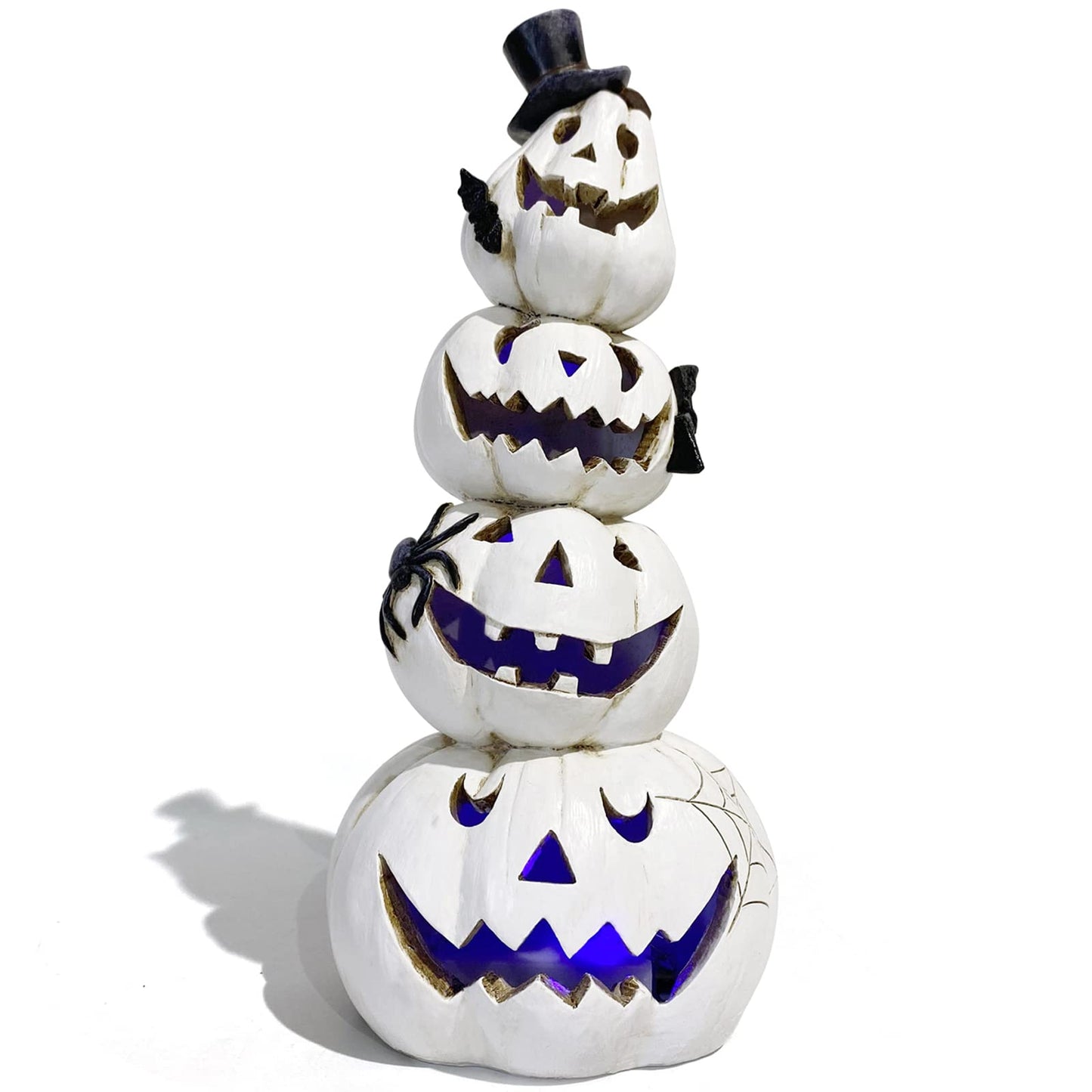 Hodao Halloween Pumpkin Decorations Indoor Halloween Decorations Clearance for Table/Window/Present Box/Gift/Courtyard Corridor (White Stacked Pumpkins)…