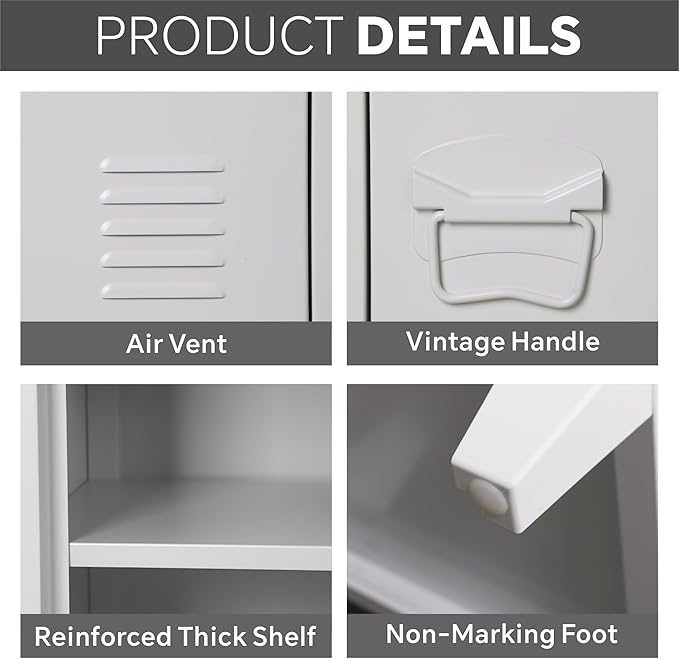 MIOCASA TV Stand 3 Door Metal Storage Locker Cabinet