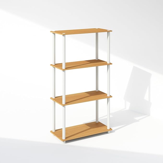 Furinno Turn-N-Tube Book Shelf, 4-Tier Bookshelf, Bookcase