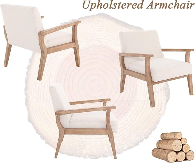 Beige Accent Chairs Set of 2