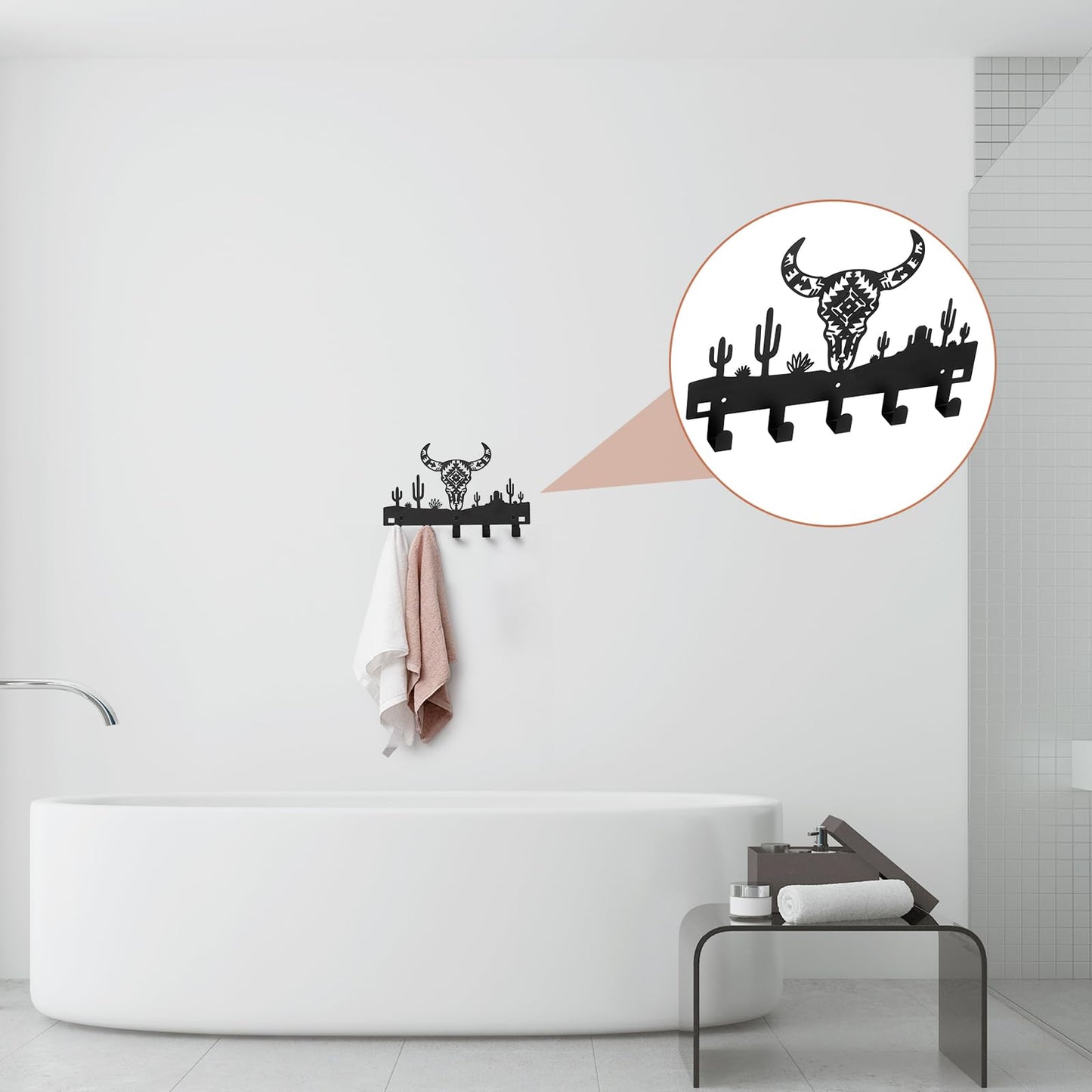 Reallnaive Western Bull Over The Door Hooks Bathroom Decor Wall Hanger Wall Mount Rack Holder for Towel, Hat, Coat, Cloth, Keychain, Bag, Christmas Party Gift