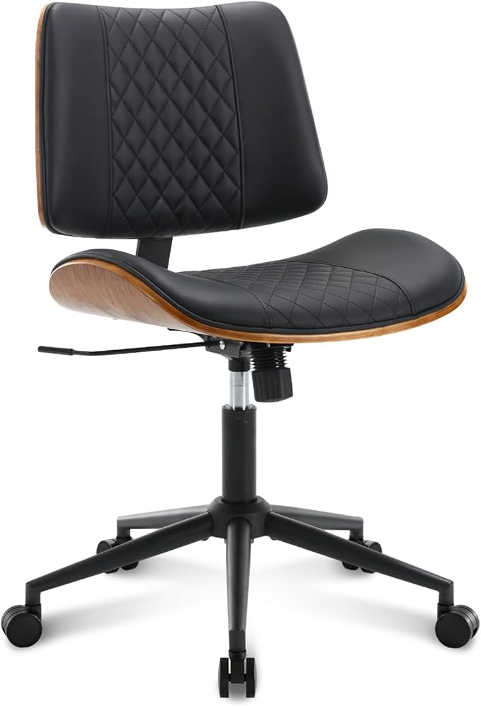 Home Office Chair No Arms with Wheels, Adjustable Height Small Desk Chair