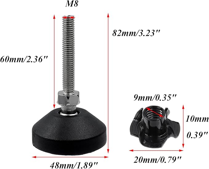 Antrader M8 Thread Leveling Feet