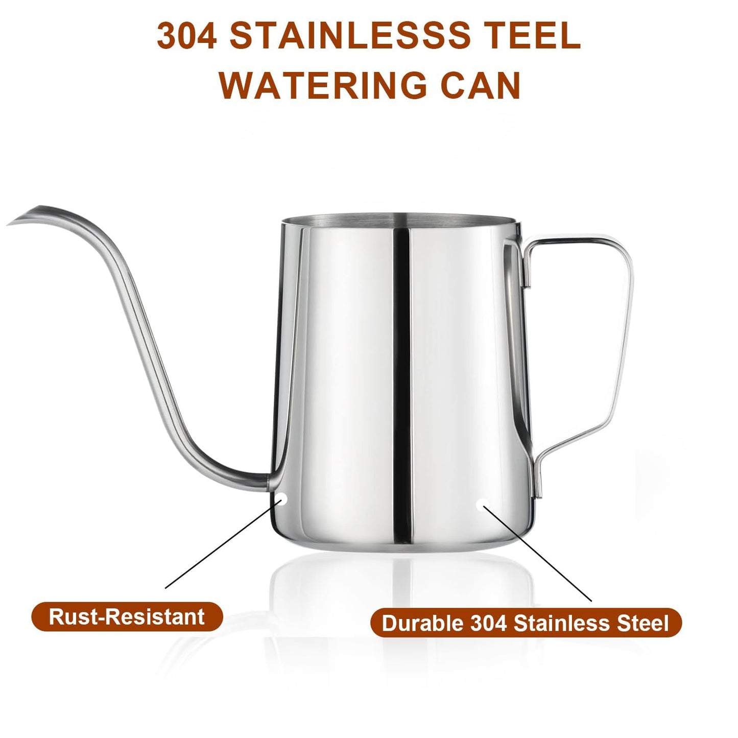Small Watering Can for Indoor Plants, Mini Indoor Watering Can with Long Spout and Handle 12 Oz / 350 ml Rust-Proof 304 Stainless Steel Material
