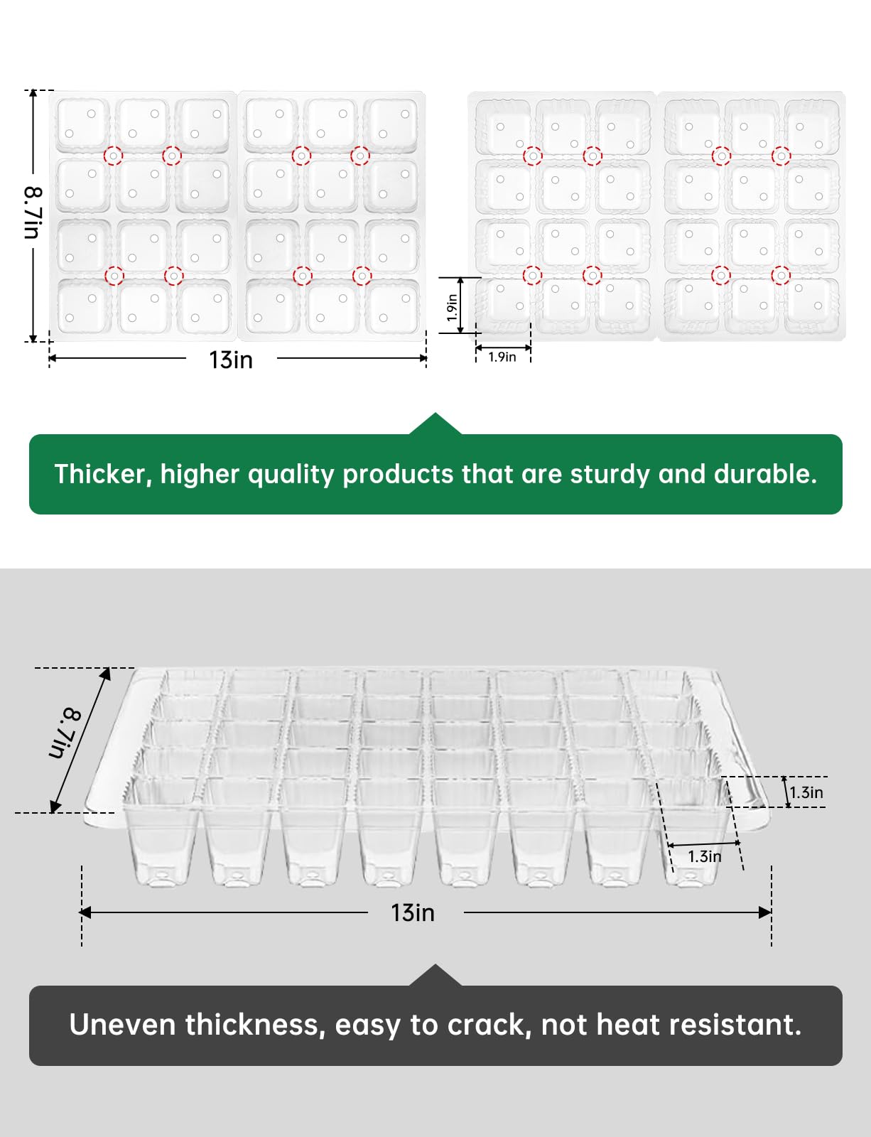 2 Packs Large Seed Starter Tray, Adjustable Brightness and Timer with 48 Full Spectrum LEDs, Seed Starter Kit with Drainage Holes, Tools and Labels for Indoor Plant Growing and Outdoor Gardening