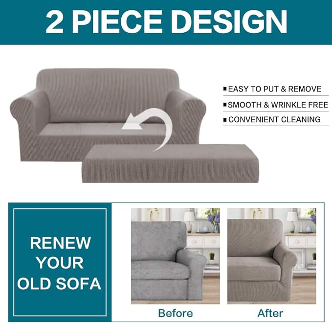 Turquoize Stretch Sofa Slipcover 2 Pieces Sofa Cover Couch Cover