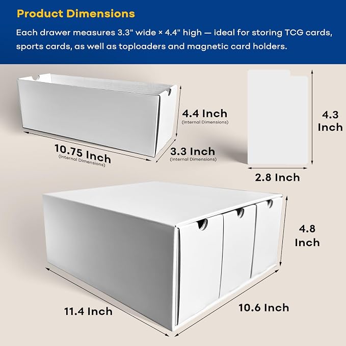 Fageverld Trading Card Storage Box, Top Loaders Storage Box with 80 Dividers, Cardboard Toploader Card Boxes for Sports Card, Baseball, MTG, TCG, Playing Cards, 12 Drawer